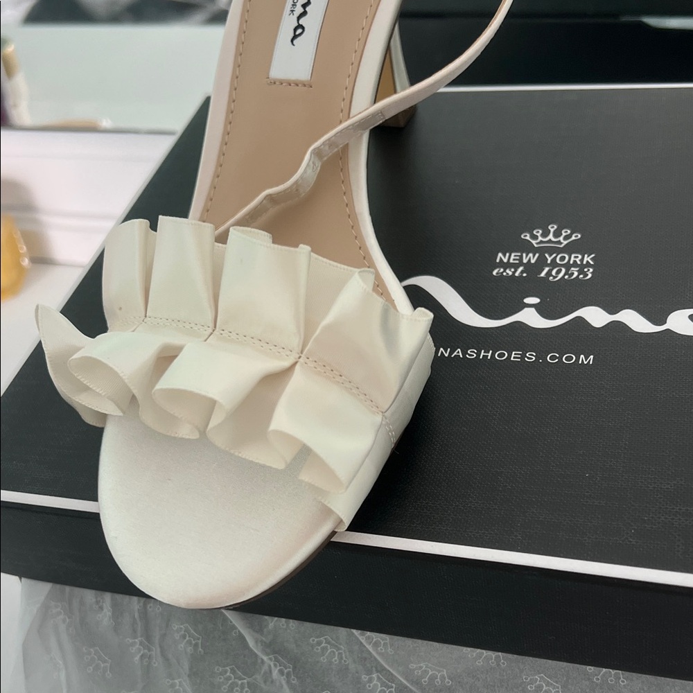 Nina Cream Ruffle Heels - Picture 5 of 5